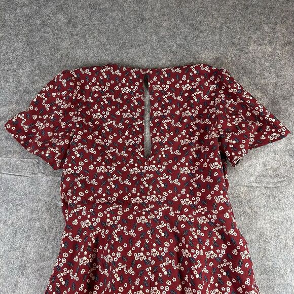 Lulus Dress Womens Medium Floral Support Wine Red Floral Print Knotted Mini - Picture 8 of 9